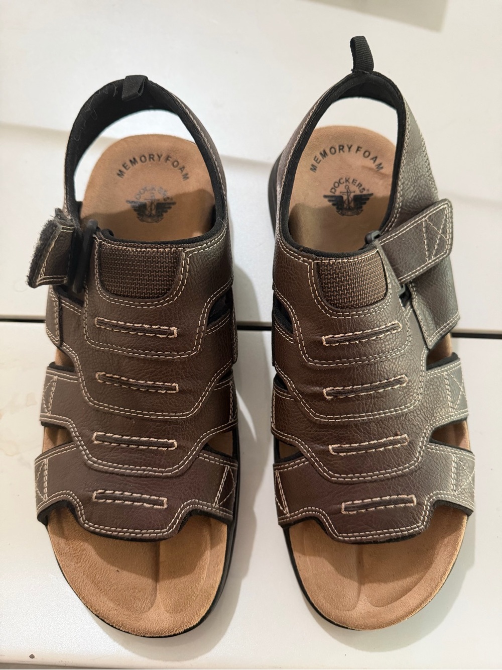 Dockers Men's Brown Fisherman Sandals with Memory Foam